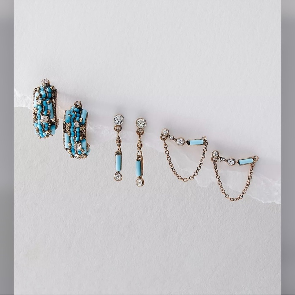 Free people crystal hoop earring set